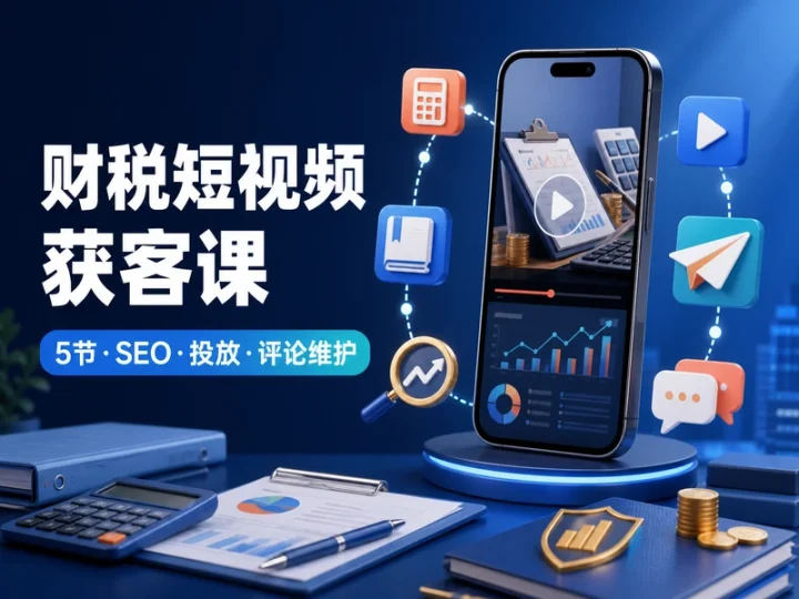 财税记账公司短视频获客课:SEO排名与投放运营-数品库