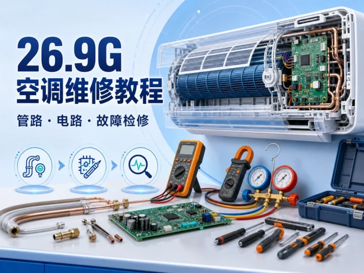 26.9G空调维修视频教程:拆装检修与故障排查-数品库