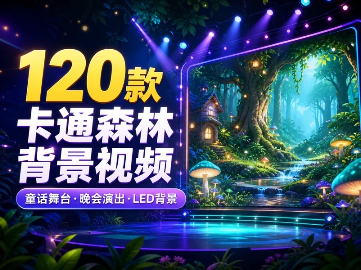 120款卡通森林背景视频素材：童话舞台与晚会LED大屏-数品库