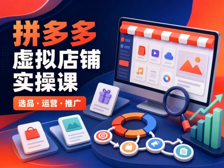 拼多多虚拟店铺实操课:选品运营与推广教程-数品库