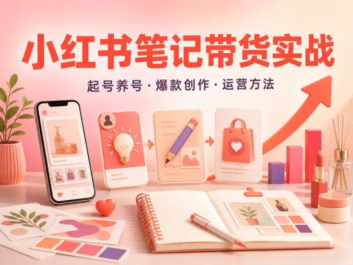 小红书笔记带货实战课:起号养号到内容运营-数品库