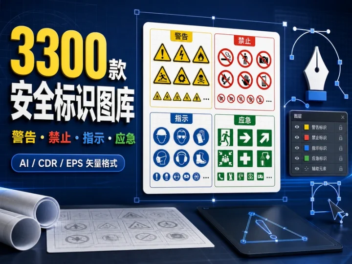 3300款安全标识矢量图合集:AI、CDR、EPS格式-数品库