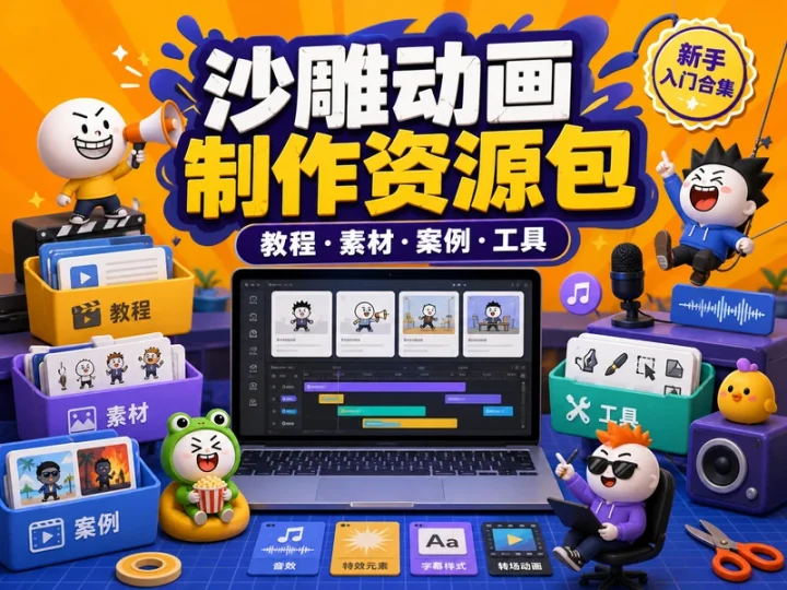 沙雕动画视频制作资源包：教程素材与工具软件合集-数品库