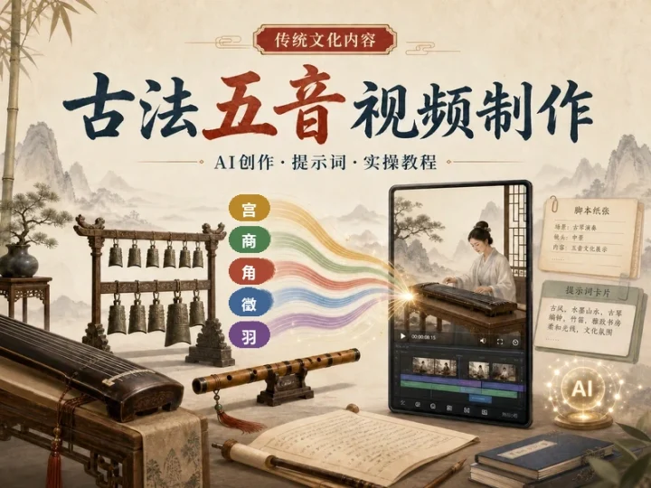 古法五音养生视频制作教程:AI创作与运营资料-数品库