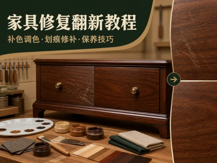 家具维修翻新视频教程:补色调色与划痕修复-数品库