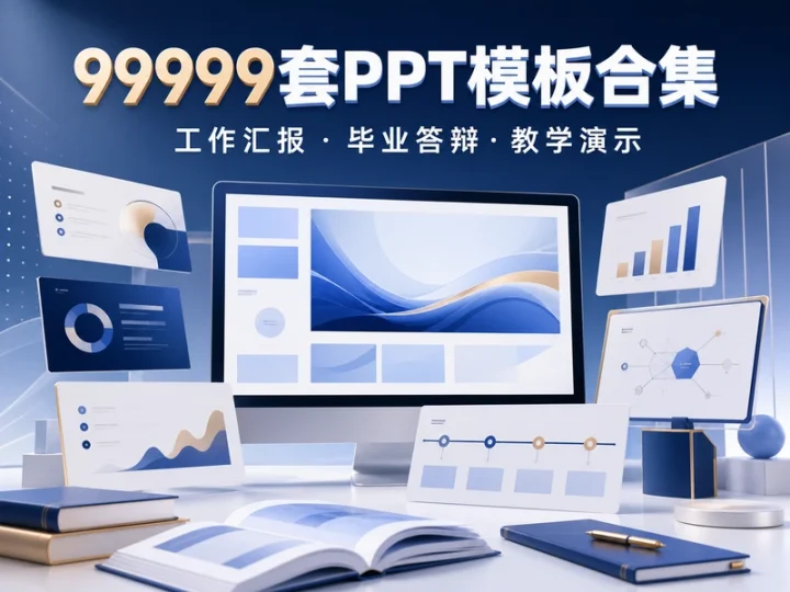 99999套通用PPT模板合集:汇报答辩教学演示-数品库