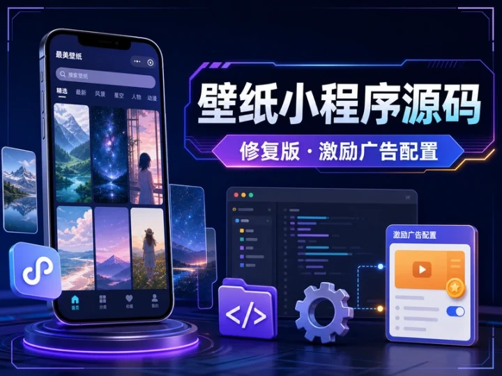 最美壁纸微信小程序源码修复版附激励广告配置说明-数品库