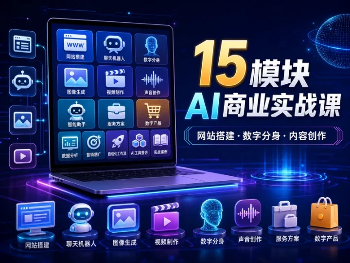 2026零基础AI商业实战课含网站机器人与数字分身-数品库