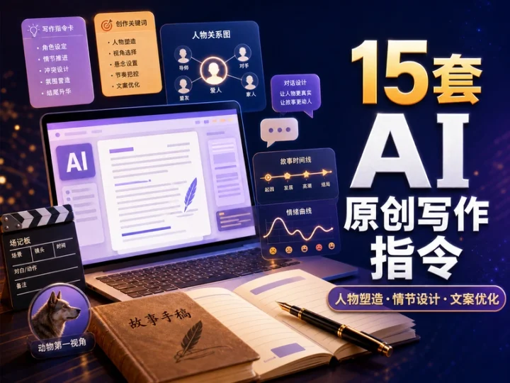 15套原创AI写作指令与人物故事文案创作教程-数品库