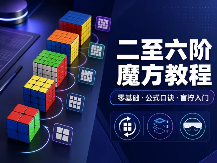 二至六阶魔方零基础自学视频教程含盲拧公式口诀-数品库