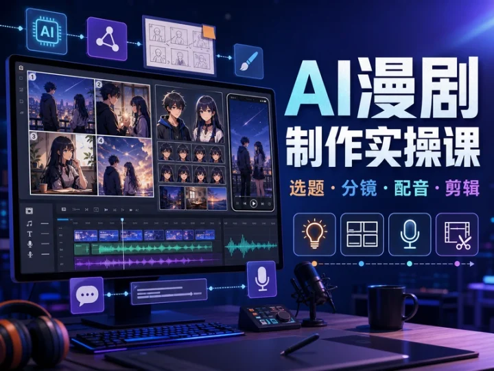 AI漫剧制作实操课程含分镜配音与视频剪辑流程-数品库