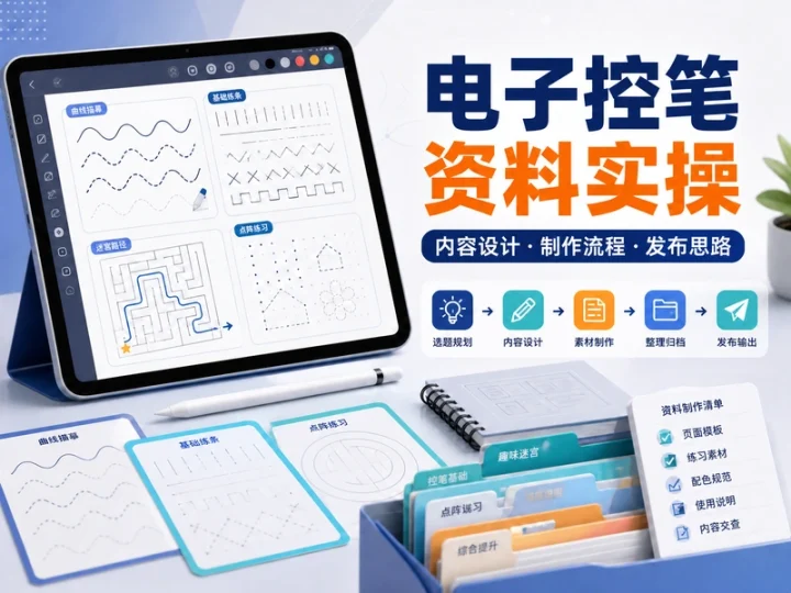 电子控笔练字资料项目教程含制作流程与运营思路-数品库