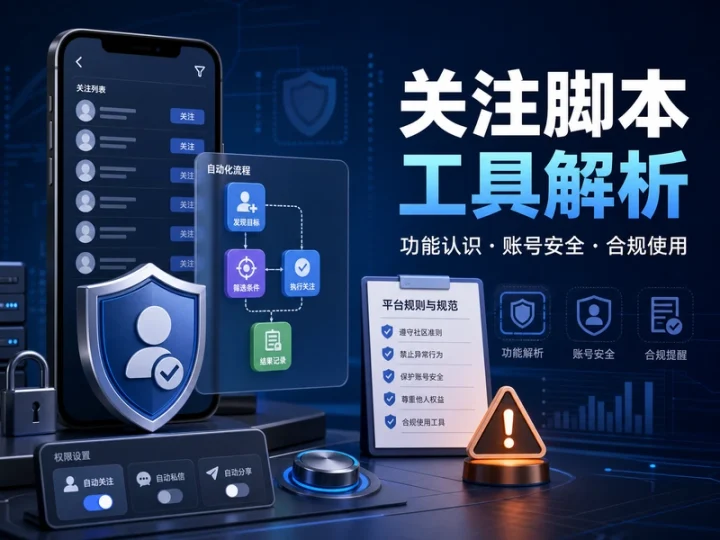 短视频关注脚本软件功能介绍与账号合规风险说明-数品库