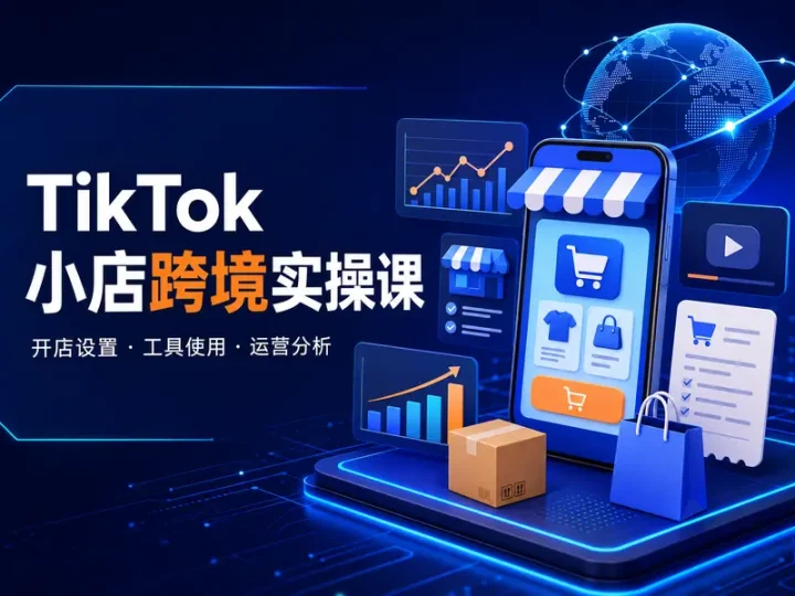 TikTok小店跨境电商从开店设置到运营分析实操教程-数品库