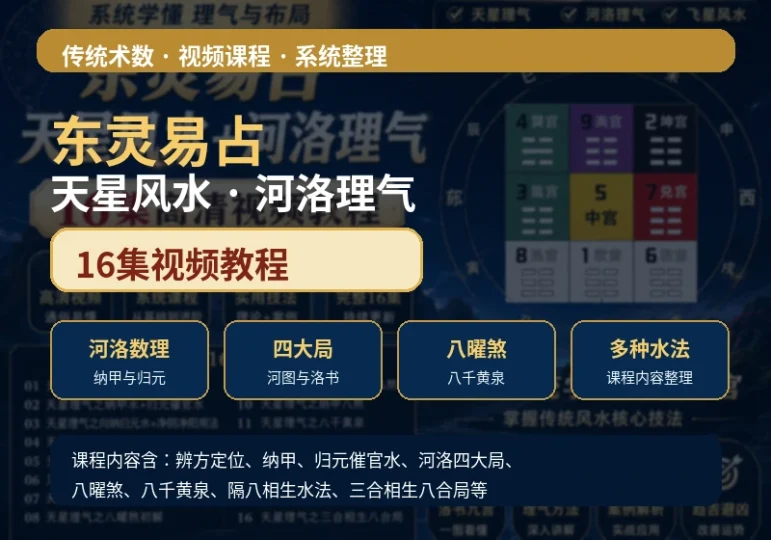 东灵易占天星风水河洛理气16集视频教程系统学习合集-数品库