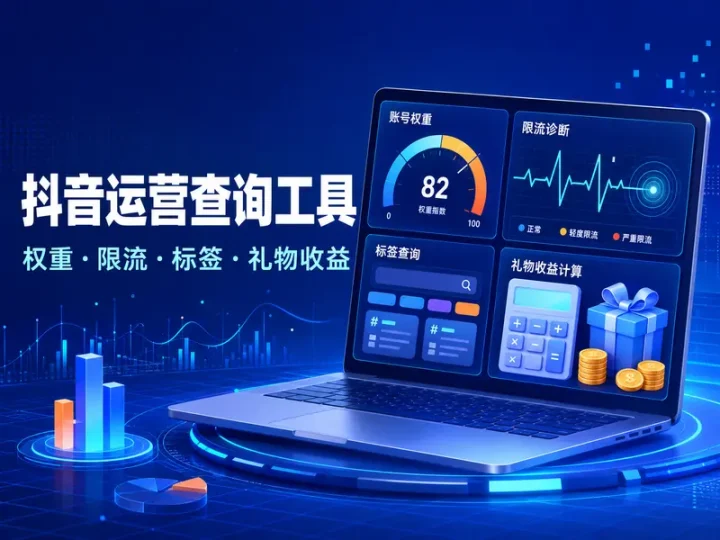 抖音账号权重限流标签查询与直播礼物收益工具教程-数品库