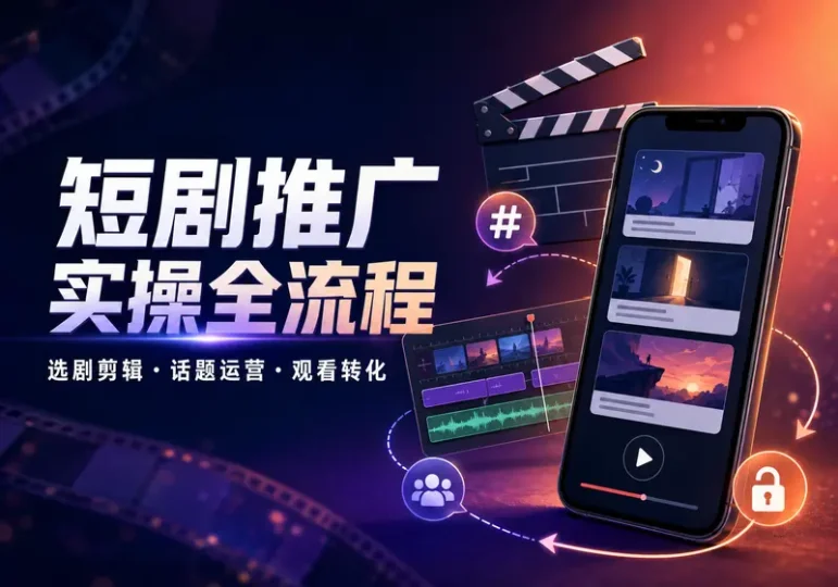 短剧推广实操课程:选剧剪辑与营销转化全流程-数品库