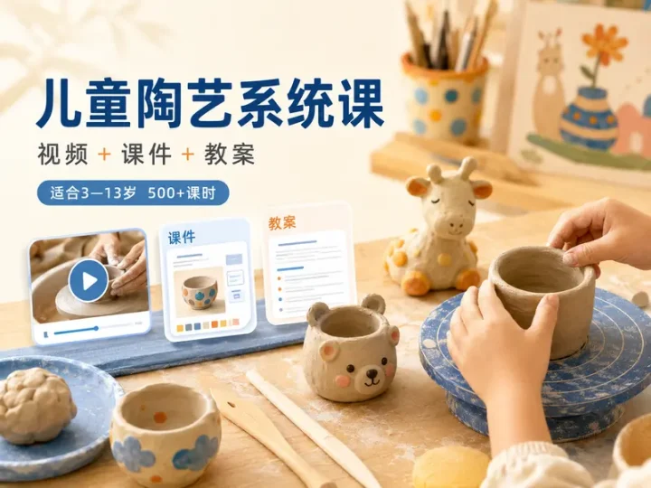 3—13岁儿童陶艺系统课程500+课时视频课件教案合集-数品库