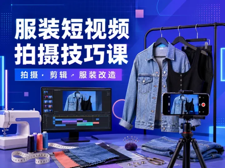2026服装短视频拍摄剪辑与衣物改造12节实操课-数品库