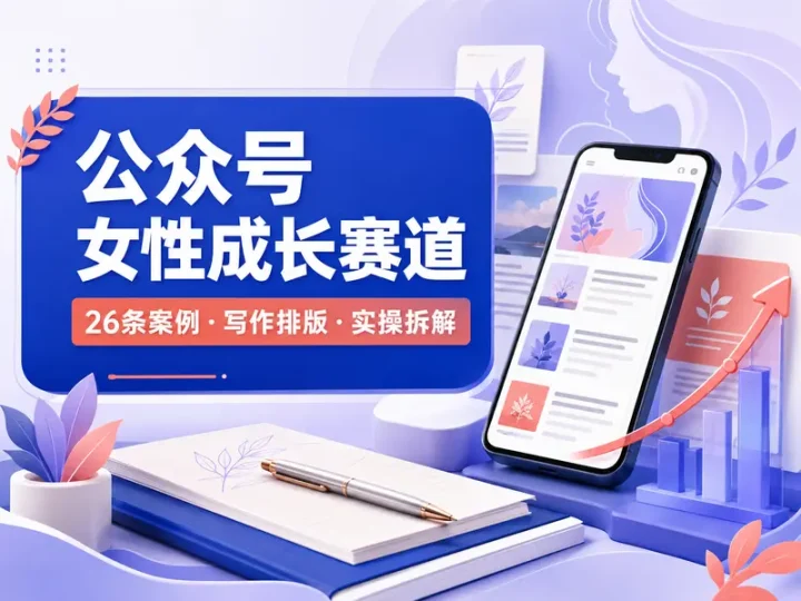 公众号女性成长赛道实操课:26条热门案例全流程拆解-数品库