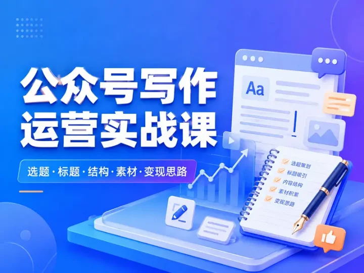 公众号写作运营实战课程:选题创作与内容变现方法-数品库