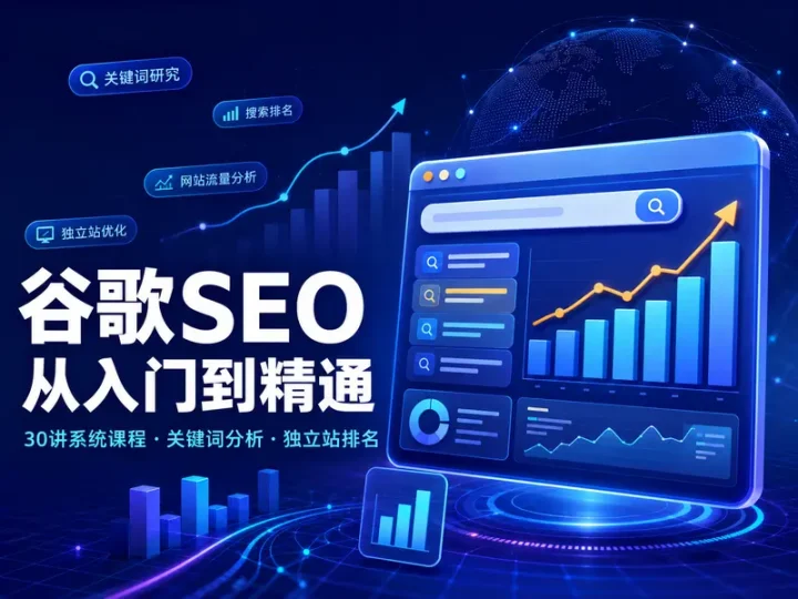 谷歌SEO关键词分析与独立站排名30讲系统教程-数品库
