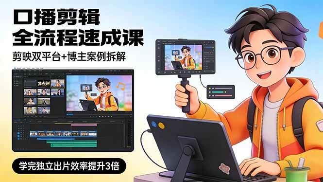 图片[1]-2026口播剪辑全流程实操课：剪映双端与博主案例拆解-数品库