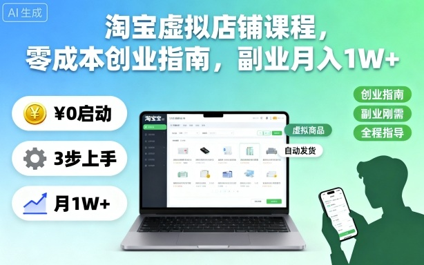 图片[1]-淘宝虚拟店铺实操课程：从开店规划到商品运营-数品库