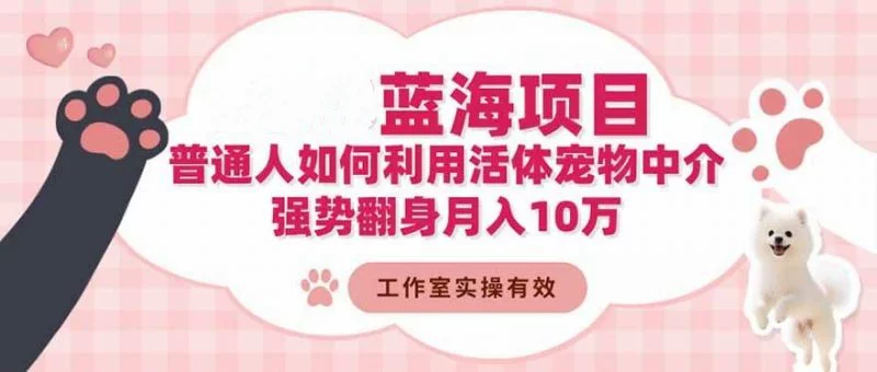 图片[1]-活体宠物中介短视频引流与本地门店对接实操教程-数品库