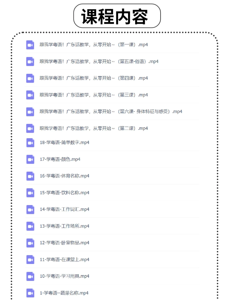 图片[3]-粤语零基础高清视频教程合集从广东话发音学到场景表达-数品库