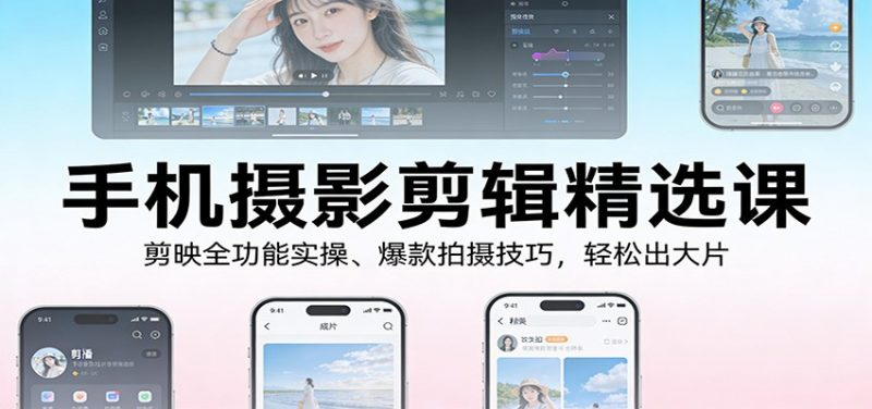 图片[1]-手机摄影剪辑精选课程：剪映实操与短视频拍摄技巧-数品库