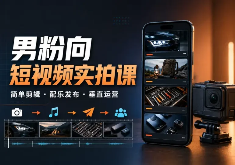 男粉向短视频实拍运营课:简单剪辑与垂直内容-数品库