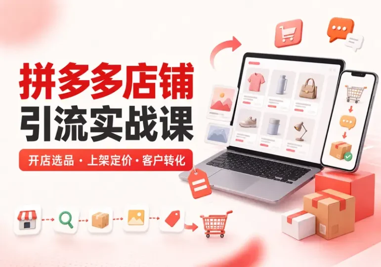 拼多多店铺引流实战教程：开店选品与客户转化-数品库