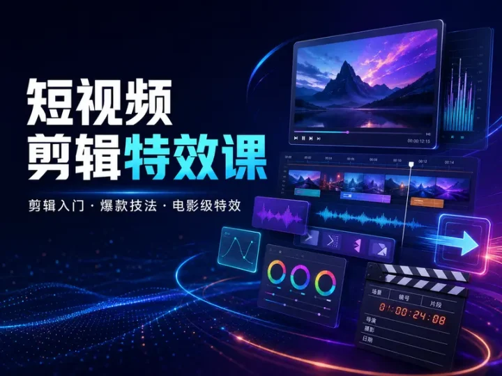 短视频剪辑特效实战教程合集,从入门到成片全流程-数品库