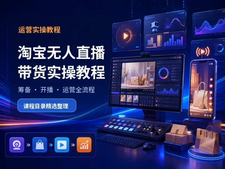 淘宝无人直播带货实操教程:筹备开播与运营变现全流程-数品库