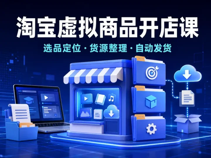 淘宝虚拟商品开店实操课从选品定位到自动发货-数品库