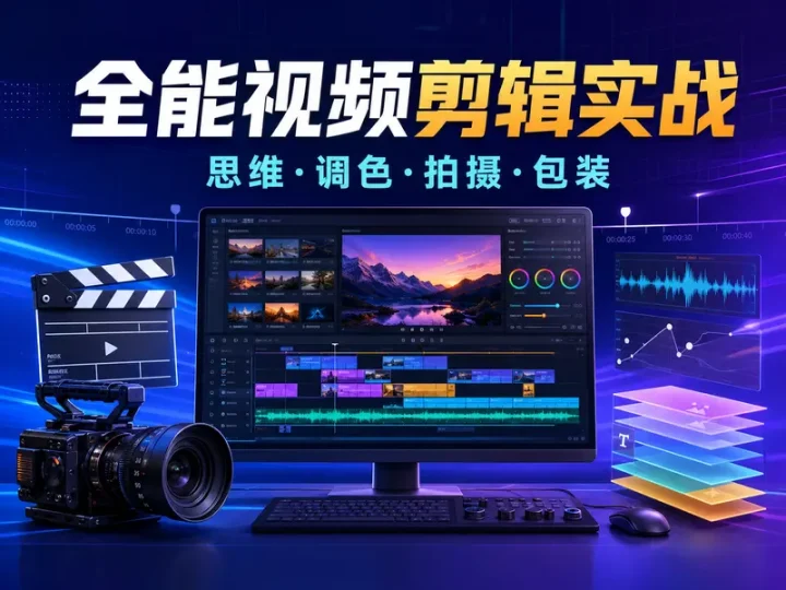 视频剪辑思维调色拍摄包装五合一实战课程-数品库