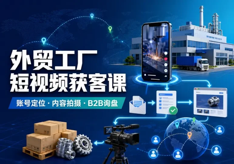 外贸工厂短视频获客课程:B2B询盘与案例拆解-数品库