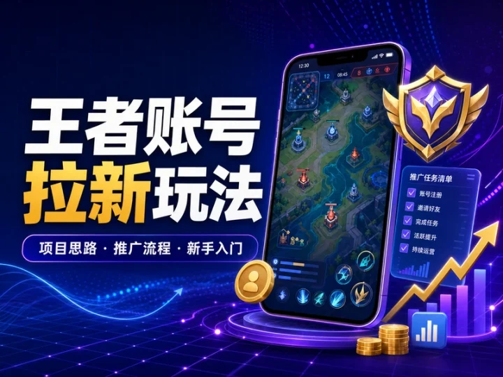 王者荣耀账号拉新项目玩法教程与推广运营思路-数品库