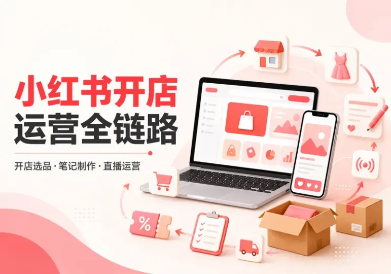 小红书开店运营全链路课程:选品笔记与直播实操-数品库