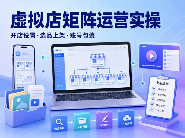 小红书虚拟店铺矩阵运营与选品上架实操教程-数品库