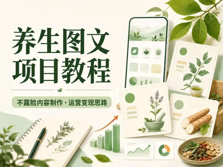 小红书养生图文账号项目教程:不露脸内容制作与变现思路-数品库