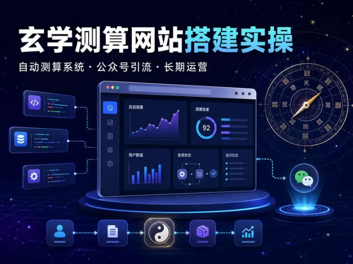 玄学自动测算网站搭建与公众号引流实操教程-数品库