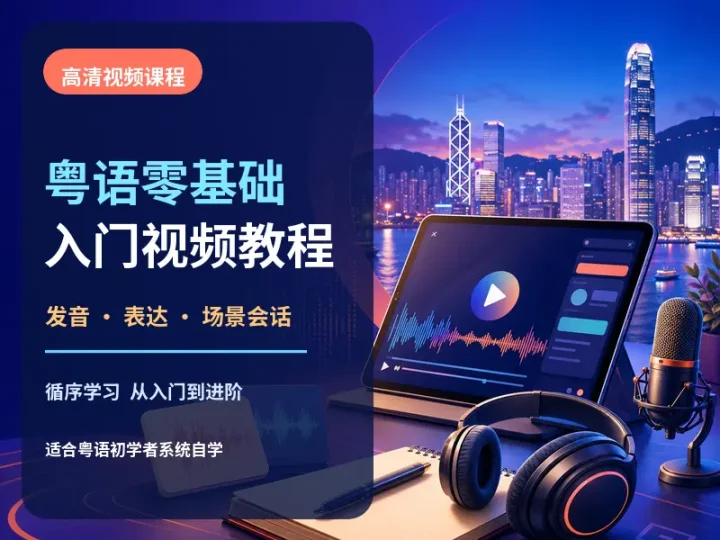 粤语零基础高清视频教程合集从广东话发音学到场景表达-数品库