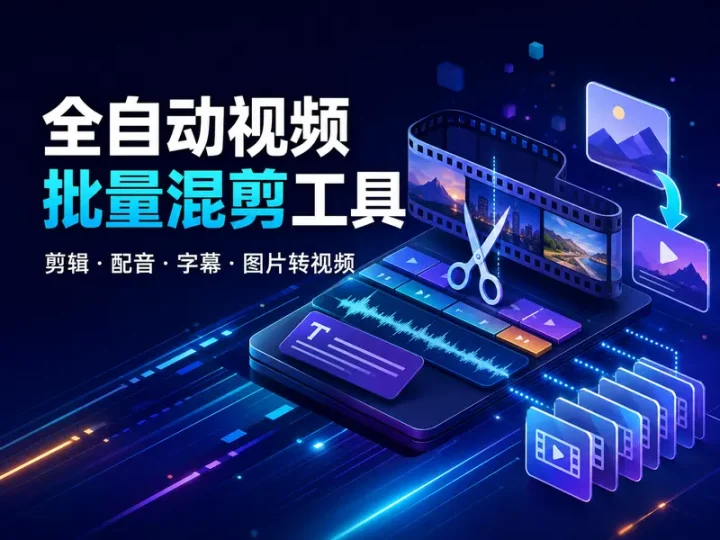 全自动视频批量混剪工具:配音字幕与图片转视频实用资源-数品库