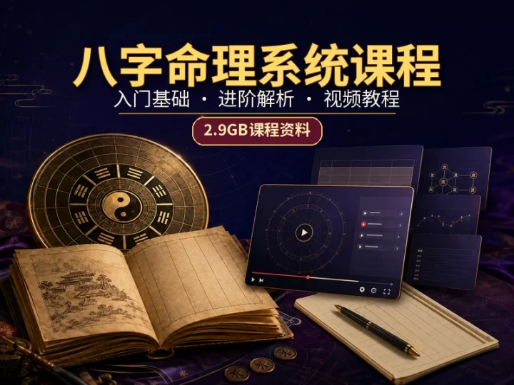 2.9GB八字命理视频课程合集入门版与进阶版一次收齐-数品库