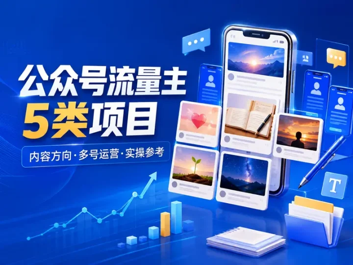 公众号流量主5类冷门内容项目与多号运营教程-数品库