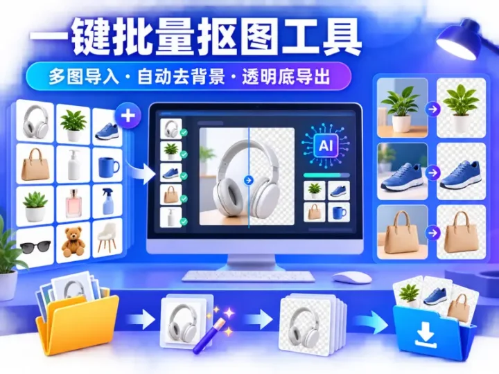 一键批量抠图工具自动去背景透明底图片处理软件-数品库