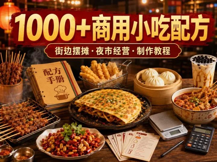 1000+商用小吃配方教程街边摆摊夜市经营资料-数品库