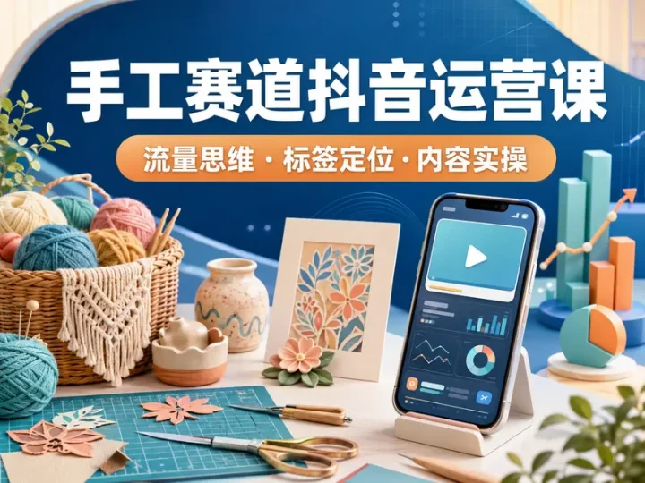 抖音手工赛道运营实战课账号定位与流量思维教程-数品库